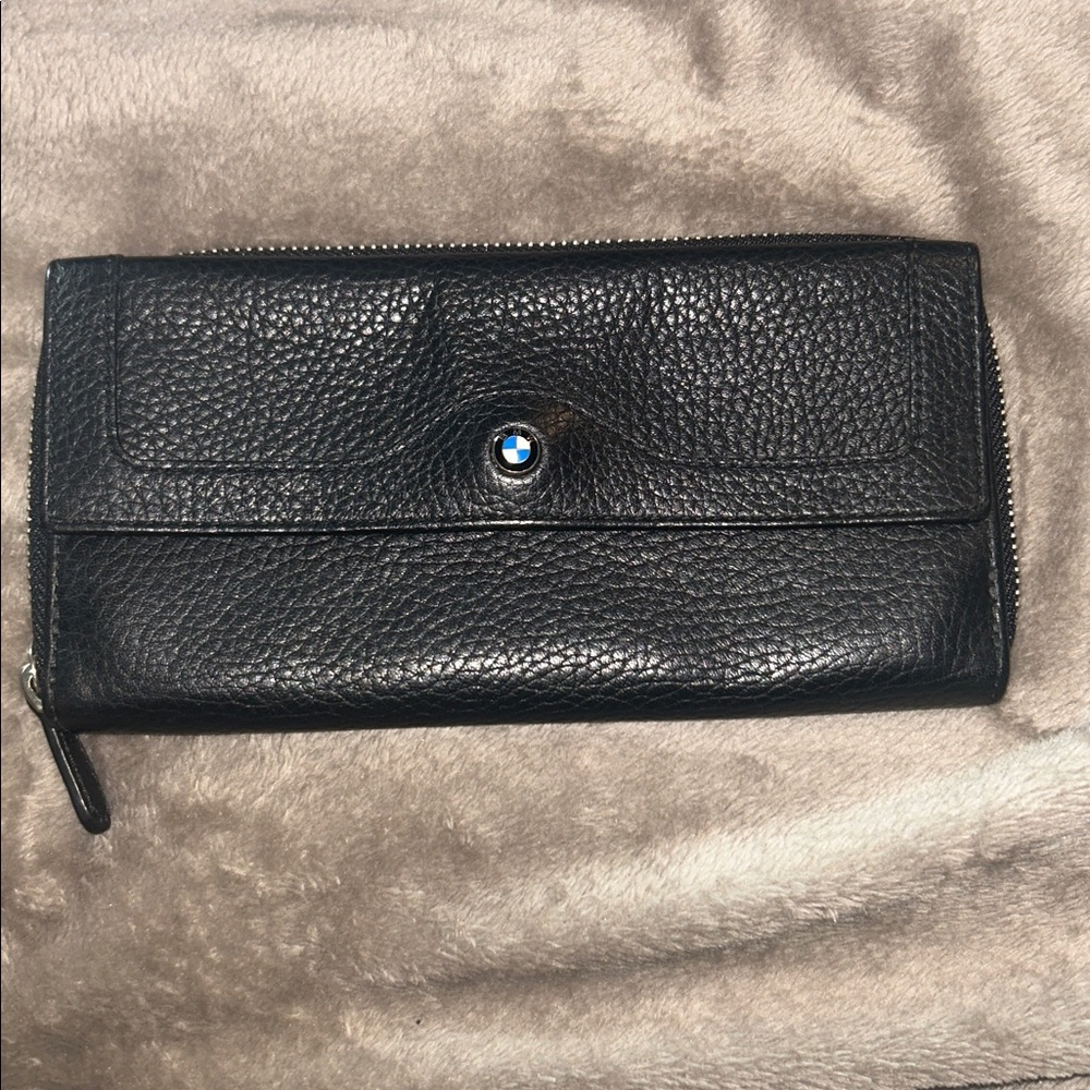 Black Leather Wallet with BMW Logo